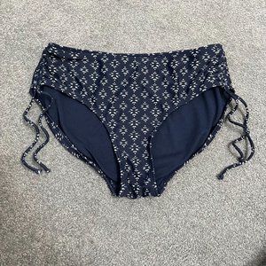 Athleta Navy Blue Printed High Waist Bikini Bottoms